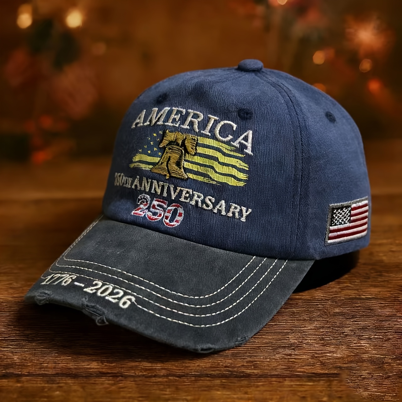 1pc Unisex Vintage US 250th Anniversary Cap with 3 Embellished Embroidery - Hand Wash/Dry - Non-Stretch Historical Commemorative Hat Suitable for Men & Women, 250 Years of History Celebration