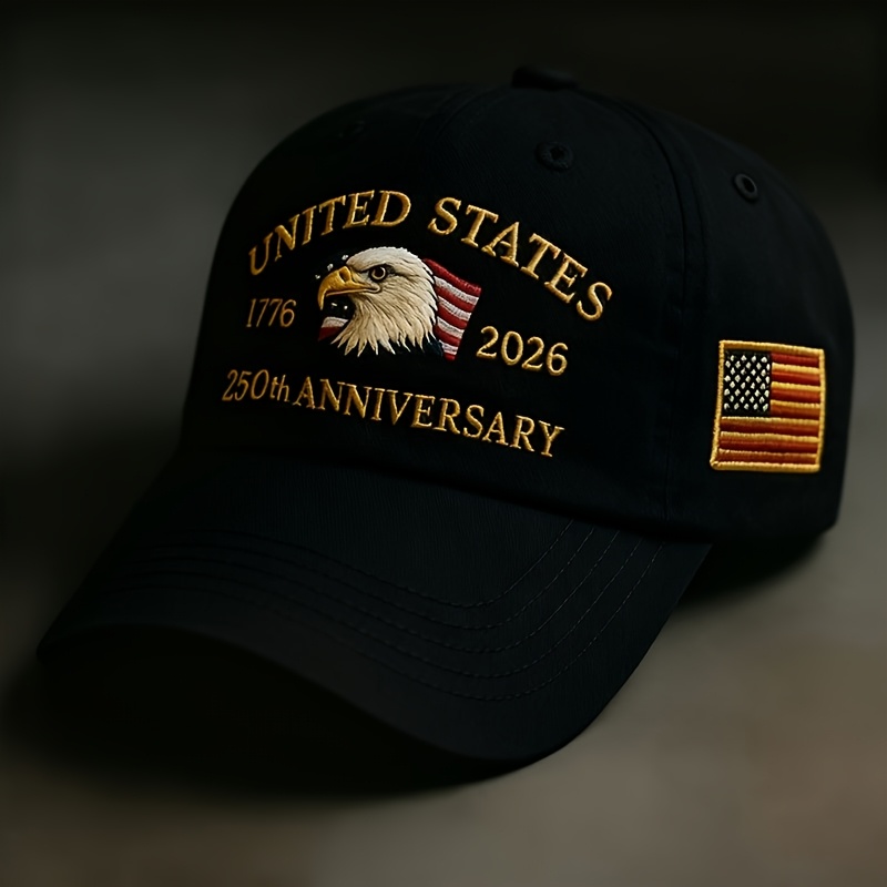 1 Men's Baseball Cap 250th Anniversary Patriotic Baseball Cap - Lightweight Eagle And 50 Stars Design, 1776-2026 Commemorative Date, Independence Day And Daily Casual Adjustable Unisex (Printed)