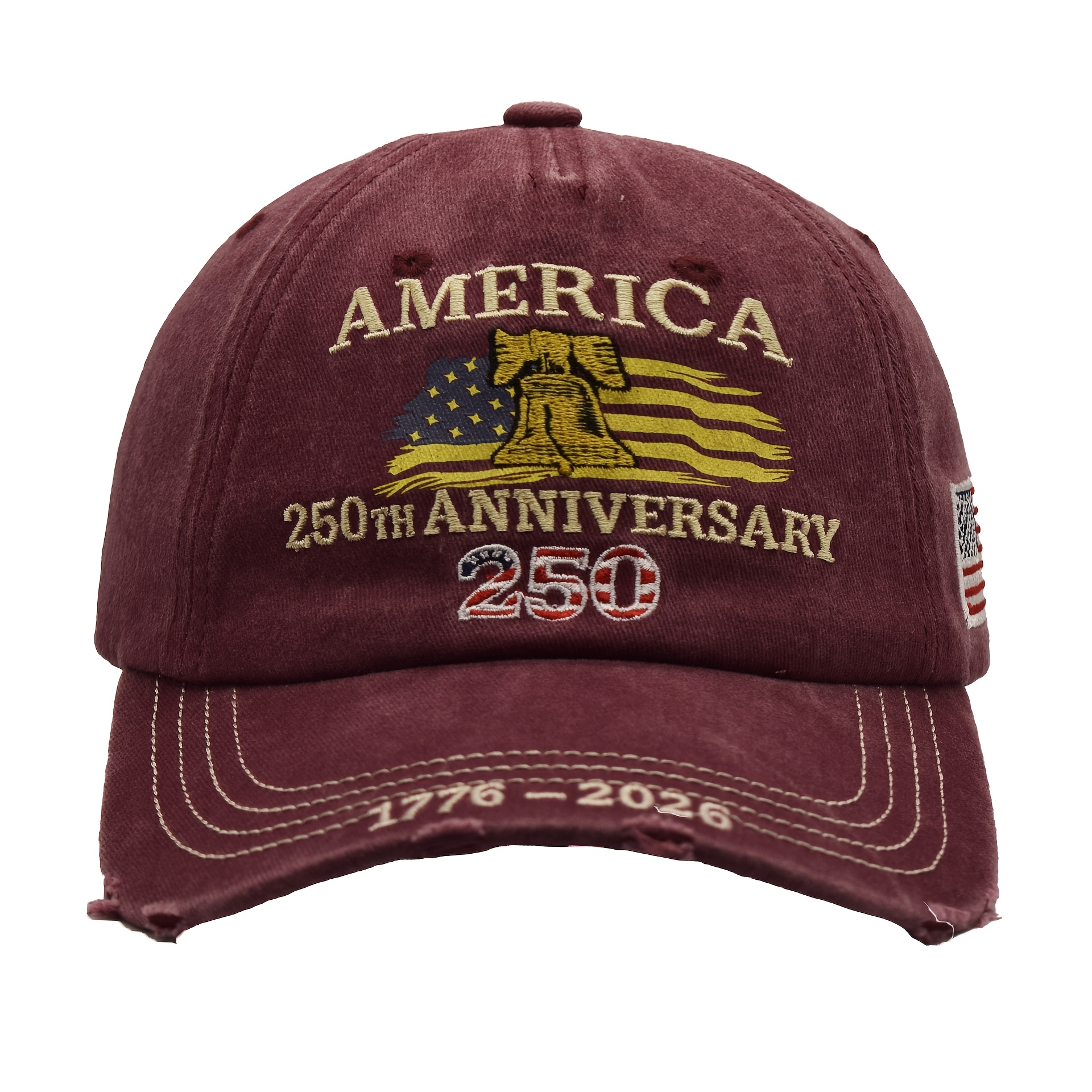 1 U.S. Bicentennial + 50th Anniversary Commemorative Red Cap | Retro Baseball Cap, Adjustable Fit, Embroidered U.S. Map & 50-State Motif, Unisex Style, Collectible Historical Edition, Hand Wash