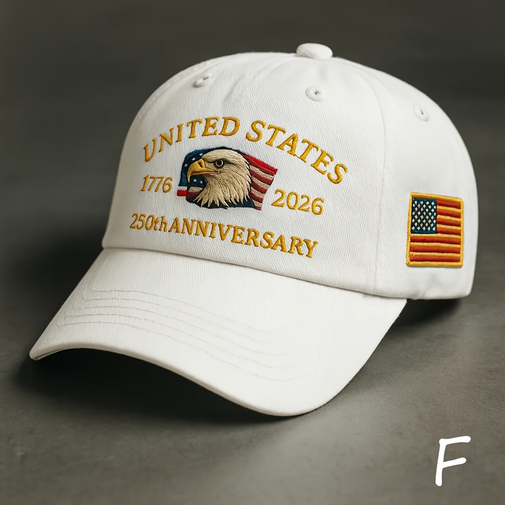 1 Men's Baseball Cap 250th Anniversary Patriotic Baseball Cap - Lightweight Eagle And 50 Stars Design, 1776-2026 Commemorative Date, Independence Day And Daily Casual Adjustable Unisex (Printed)