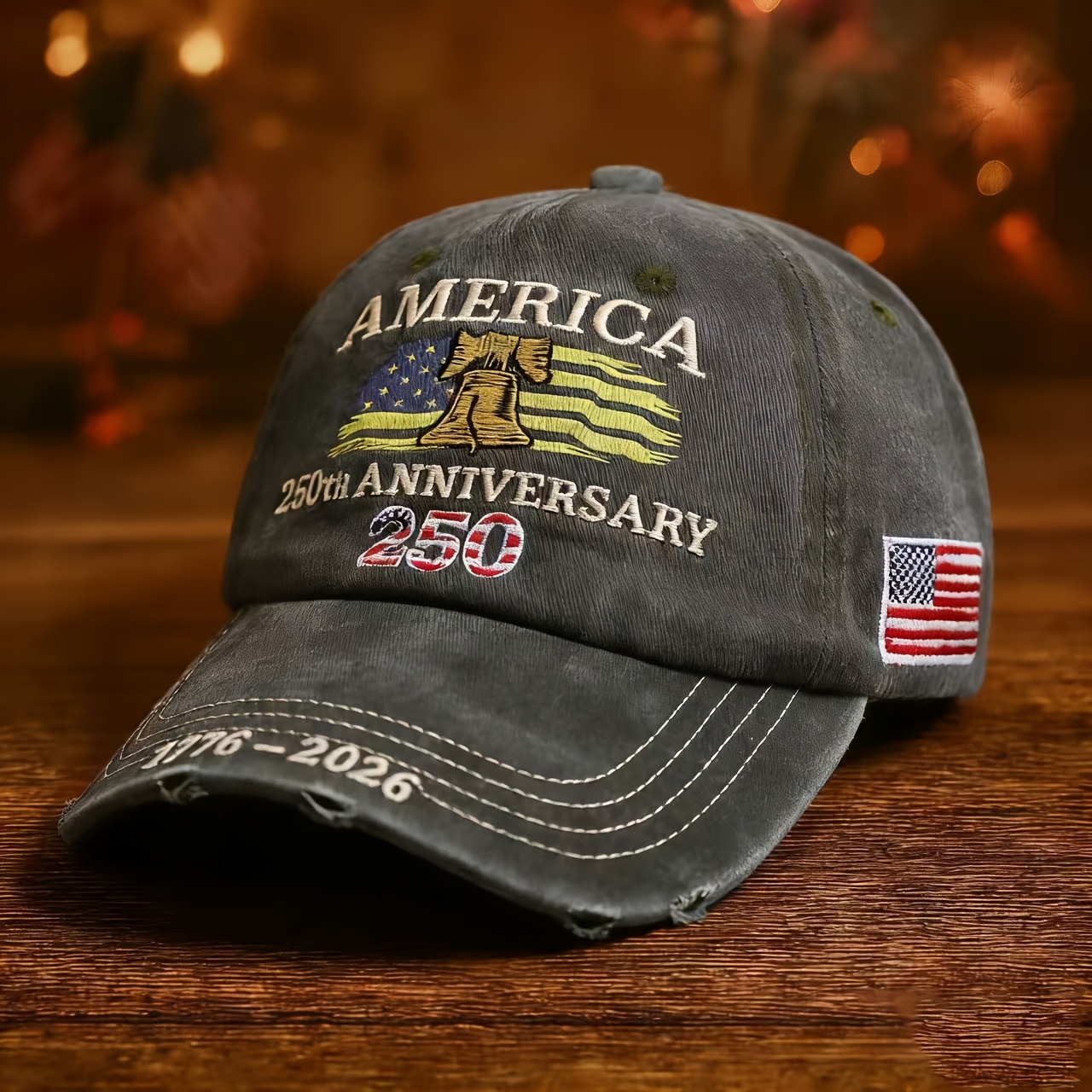 1pc Unisex Vintage US 250th Anniversary Cap with 3 Embellished Embroidery - Hand Wash/Dry - Non-Stretch Historical Commemorative Hat Suitable for Men & Women, 250 Years of History Celebration