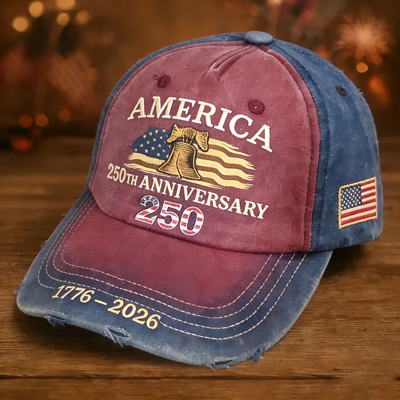 1pc Unisex Vintage US 250th Anniversary Cap with 3 Embellished Embroidery - Hand Wash/Dry - Non-Stretch Historical Commemorative Hat Suitable for Men & Women, 250 Years of History Celebration