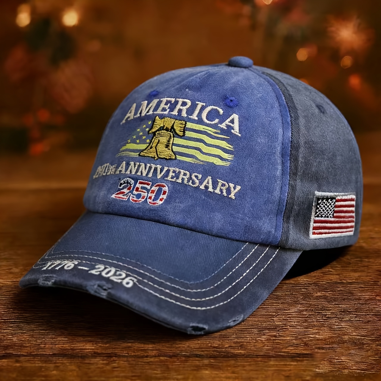 1pc Unisex Vintage US 250th Anniversary Cap with 3 Embellished Embroidery - Hand Wash/Dry - Non-Stretch Historical Commemorative Hat Suitable for Men & Women, 250 Years of History Celebration