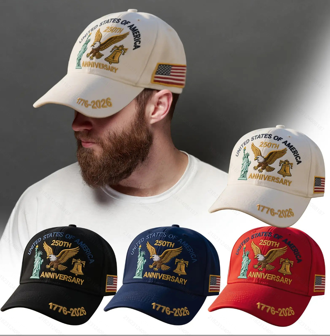 Embroidered Baseball Cap Celebrating Patriotism, Featuring The USA Flag for The 250Th Anniversary, a Soft Top Low-Profile Design Suitable for Dads, And a Unisex Outdoor Cap Commemorating The American Revolution Bicentennial