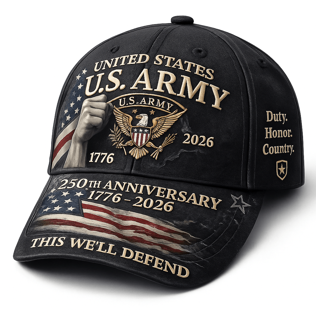 U.S. Army 250th Anniversary Emblem (1776-2026) Hat -THIS WE'LL DEFEND, Collectible for Army Events & Casual Attire, Historical Design for 250 Years of Service Celebration