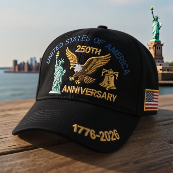 Embroidered Baseball Cap Celebrating Patriotism, Featuring The USA Flag for The 250Th Anniversary, a Soft Top Low-Profile Design Suitable for Dads, And a Unisex Outdoor Cap Commemorating The American Revolution Bicentennial