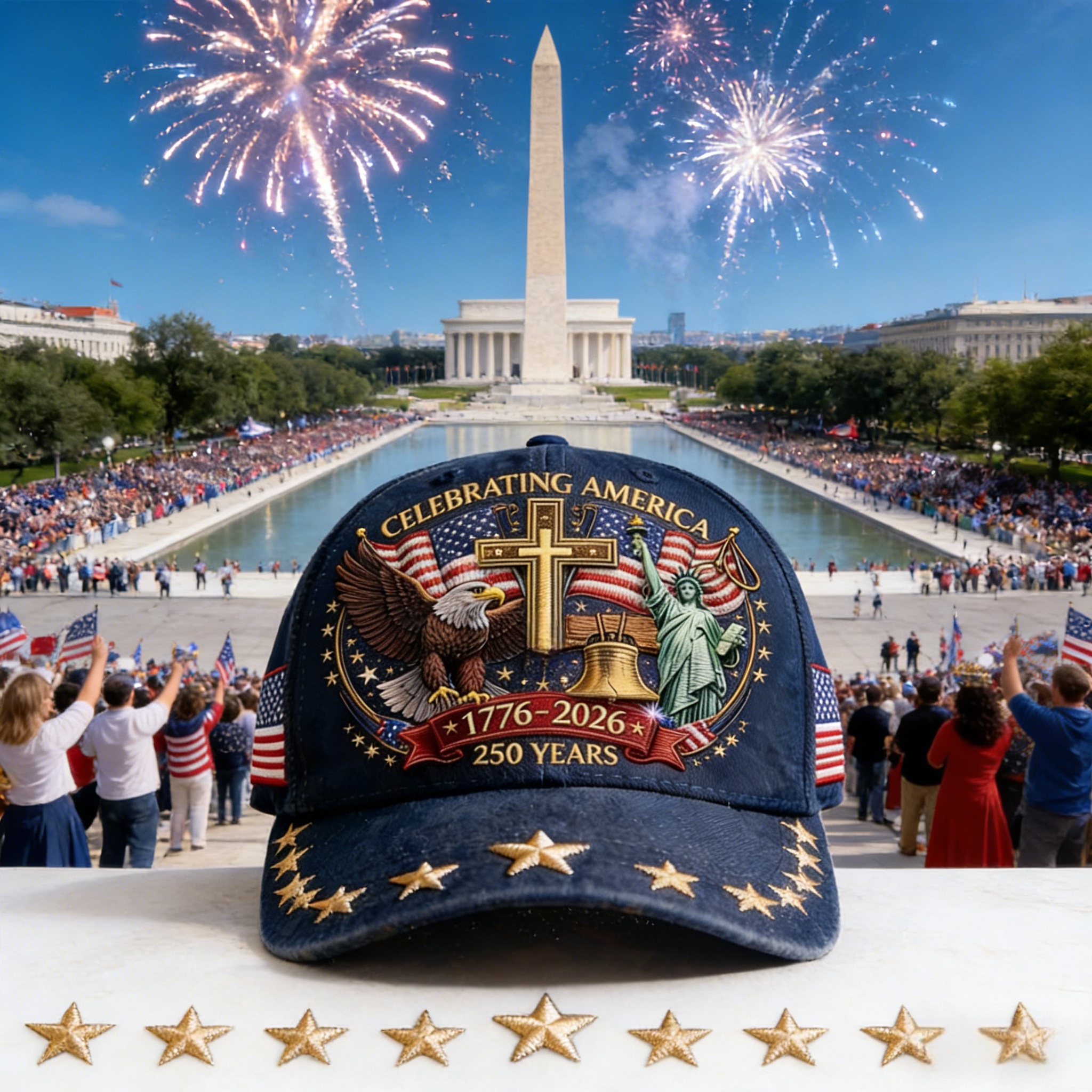 2 USA 250th Anniversary Commemorative Baseball Caps | Patriotic Theme, Independence Day Cap, Unisex, Multiple New Styles, Superior Baseball Hats for Men and Women, Hand Wash or Dry Clean, MORESEC Brand