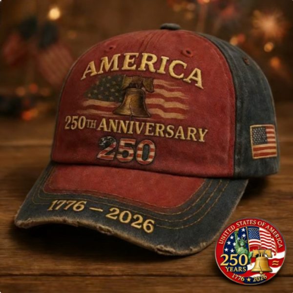United States 250th Anniversary Baseball Caps | Patriotic Unisex Adjustable Hats for Men and Women with Commemorative Pin, Vintage Style, Knit Fabric, Flat Embroidery
