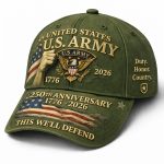 U.S. Army 250th Anniversary Emblem (1776-2026) Hat -THIS WE'LL DEFEND, Collectible for Army Events & Casual Attire, Historical Design for 250 Years of Service Celebration - Image 4