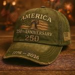 1 U.S. Bicentennial + 50th Anniversary Commemorative Red Cap | Retro Baseball Cap, Adjustable Fit, Embroidered U.S. Map & 50-State Motif, Unisex Style, Collectible Historical Edition, Hand Wash - Image 2