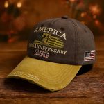 Unisex vintage American 250th Anniversary cap, adorned with 3 exquisite embroidered details - Hand wash/air dry - Non-elastic historical commemorative cap to celebrate the 250th anniversary of the founding of the United States. - Image 5