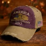 Unisex vintage American 250th Anniversary cap, adorned with 3 exquisite embroidered details - Hand wash/air dry - Non-elastic historical commemorative cap to celebrate the 250th anniversary of the founding of the United States. - Image 6