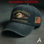 Men's Baseball Cap, 250th Anniversary Patriotic Baseball Cap - Lightweight and breathable, featuring an eagle and 50 stars design, with commemorative dates 1776-2026.