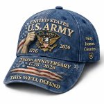 U.S. Army 250th Anniversary Emblem (1776-2026) Hat -THIS WE'LL DEFEND, Collectible for Army Events & Casual Attire, Historical Design for 250 Years of Service Celebration - Image 2