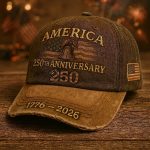 1 U.S. Bicentennial + 50th Anniversary Commemorative Red Cap | Retro Baseball Cap, Adjustable Fit, Embroidered U.S. Map & 50-State Motif, Unisex Style, Collectible Historical Edition, Hand Wash