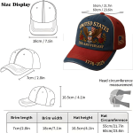 Vintage Distressed Color Block Baseball Caps | 'America 250th Anniversary' Embroidery, Red/White/Blue Fireworks Stars Design, 1776-2026 US Flag Themed Hat for Patriotic Enthusiasts, Retro USA Celebration Cap, and PVC, Machine Washable - Image 2