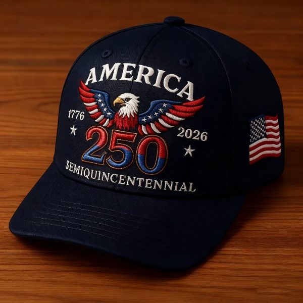250th Anniversary 1776-2026 American Flag & Eagle Embroidered Hat - 250 Years of National History, Snap Closure for July 4th, Independence Day & Father's Day - Collectible Patriotic Gift for, U.S. Pride Accessory