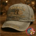 United States 250th Anniversary Baseball Caps | Patriotic Unisex Adjustable Hats for Men and Women with Commemorative Pin, Vintage Style, Knit Fabric, Flat Embroidery - Image 4