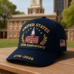 250th Anniversary 1776-2026 American Flag & Eagle Embroidered Hat - 250 Years of National History, Snap Closure for July 4th, Independence Day & Father's Day - Collectible Patriotic Gift for, U.S. Pride Accessory - Image 3